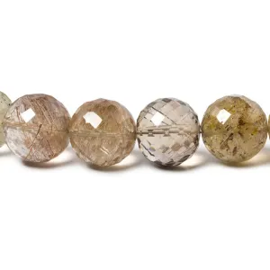 10-11mm Golden Rutilated Quartz faceted rounds 16 inches 37 beads