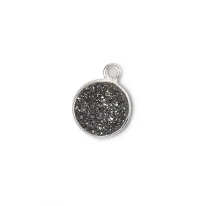 10mm Silver .925 Bezel Metallic Platinum Drusy Coin Pendant  1 piece