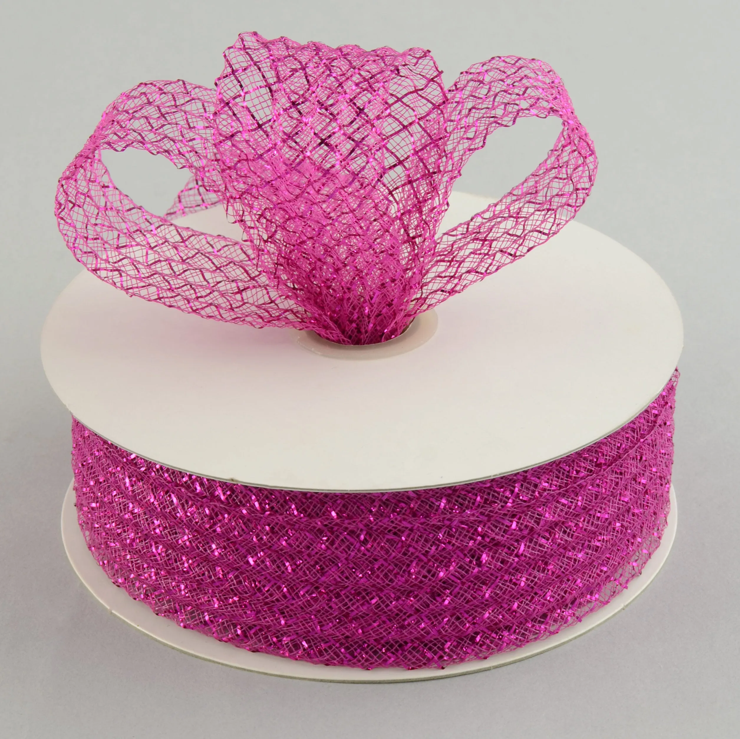 1.5" Deco Flex Mesh Ribbon: Metallic Fuchsia Pink (30 Yards)