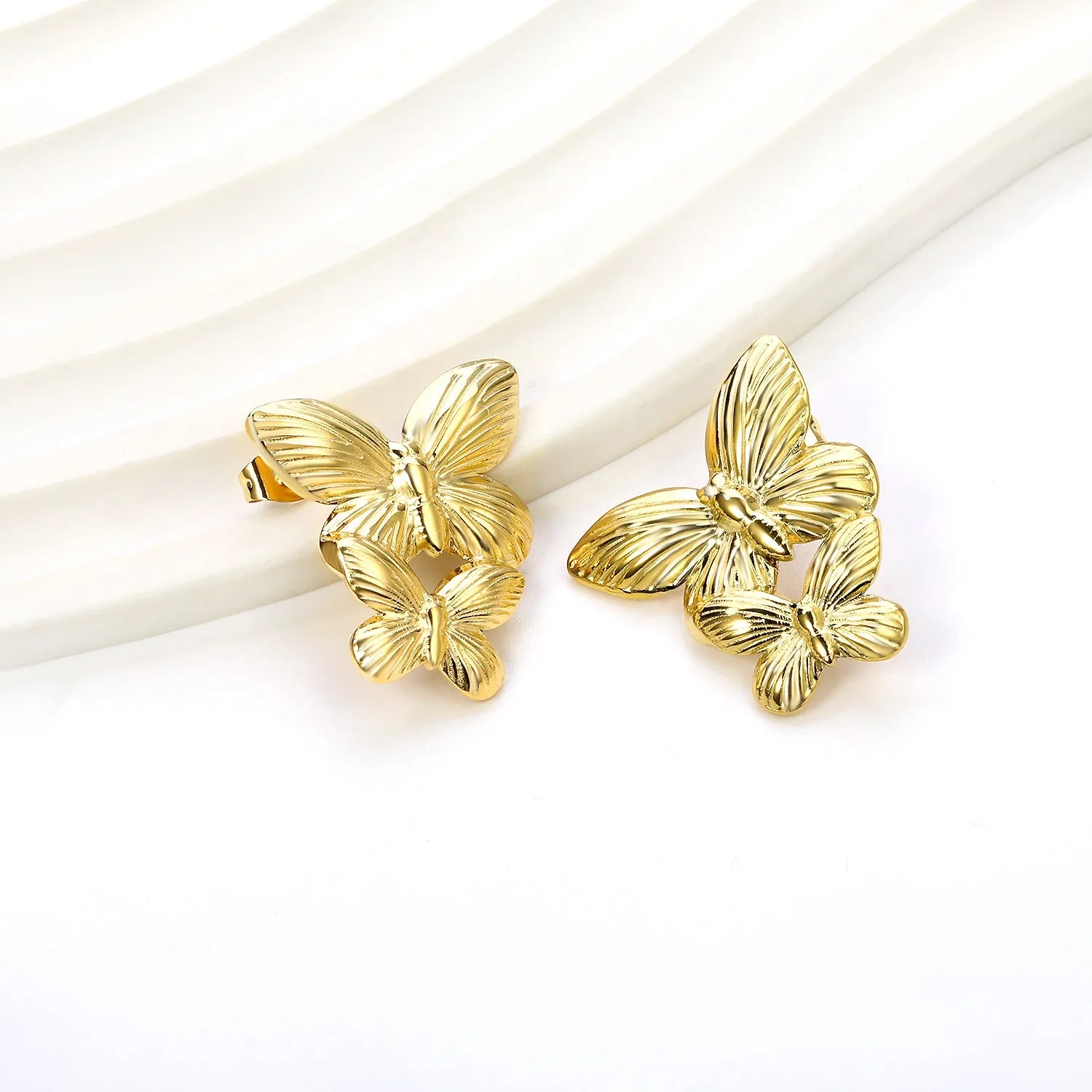 18K Gold PVD Butterflies Earrings