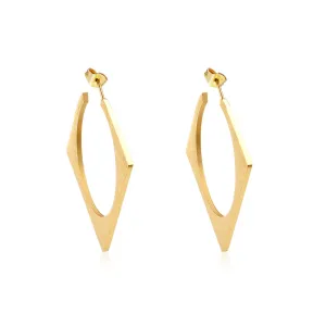 18K Gold PVD Circle Inner Square Textured hoop Earrings