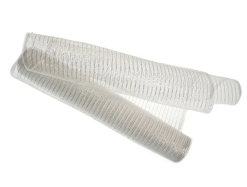 20" X 10YD White & Silver Metallic Mesh