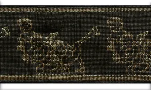 2" Gold Metallic Renaissance Cherubs Black Woven Trim (Made in Germany)