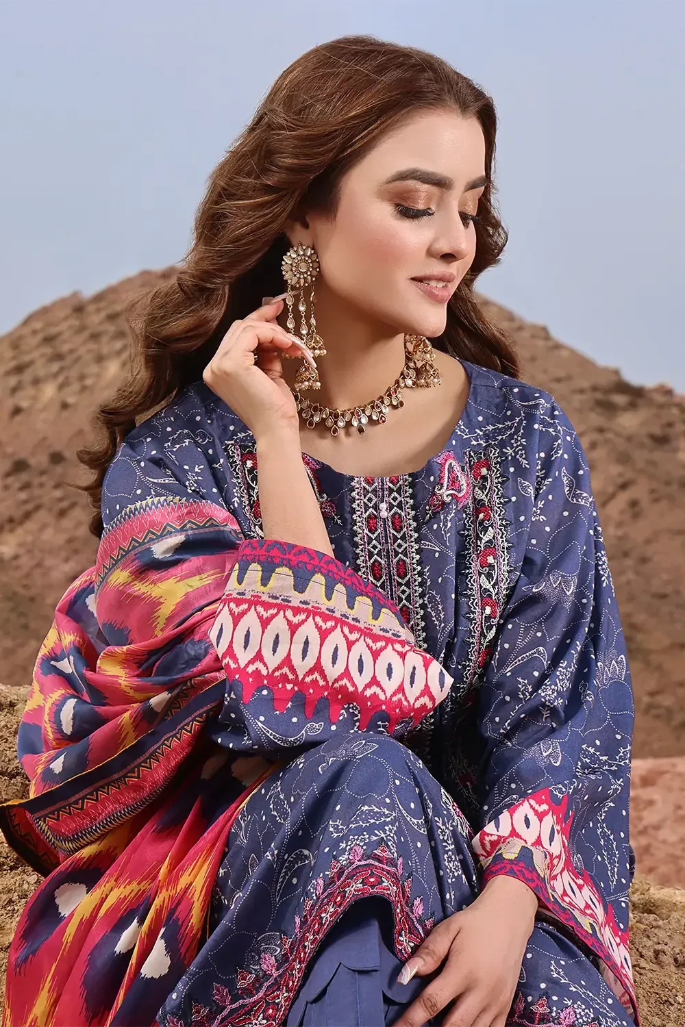 3PC Embroidered Unstitched Lawn Suit KSE-2464