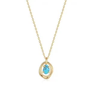 Ania Haie Gold Turquoise Wave Circle Pendant Necklace