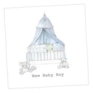 Blue Cot New Baby Boy Card