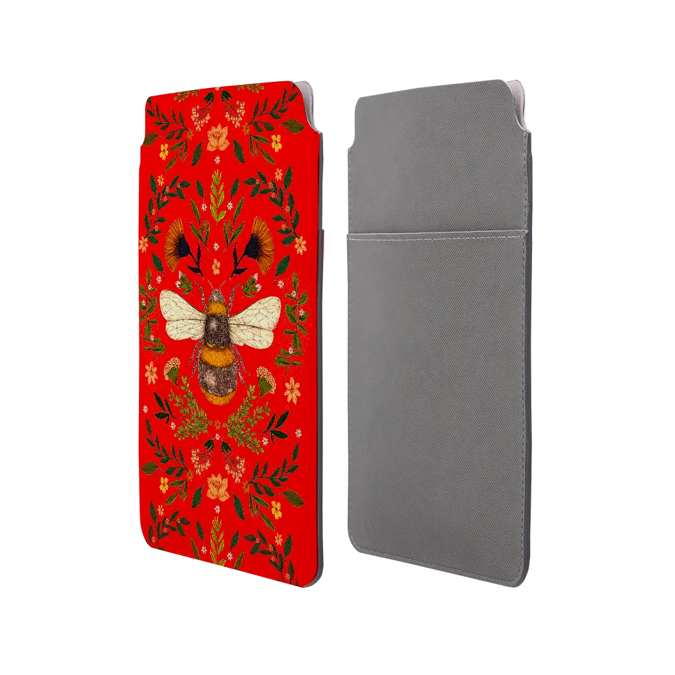 Botanical Bee Red By Jade Mosinski Laptop, Kindle & iPad Sleeve