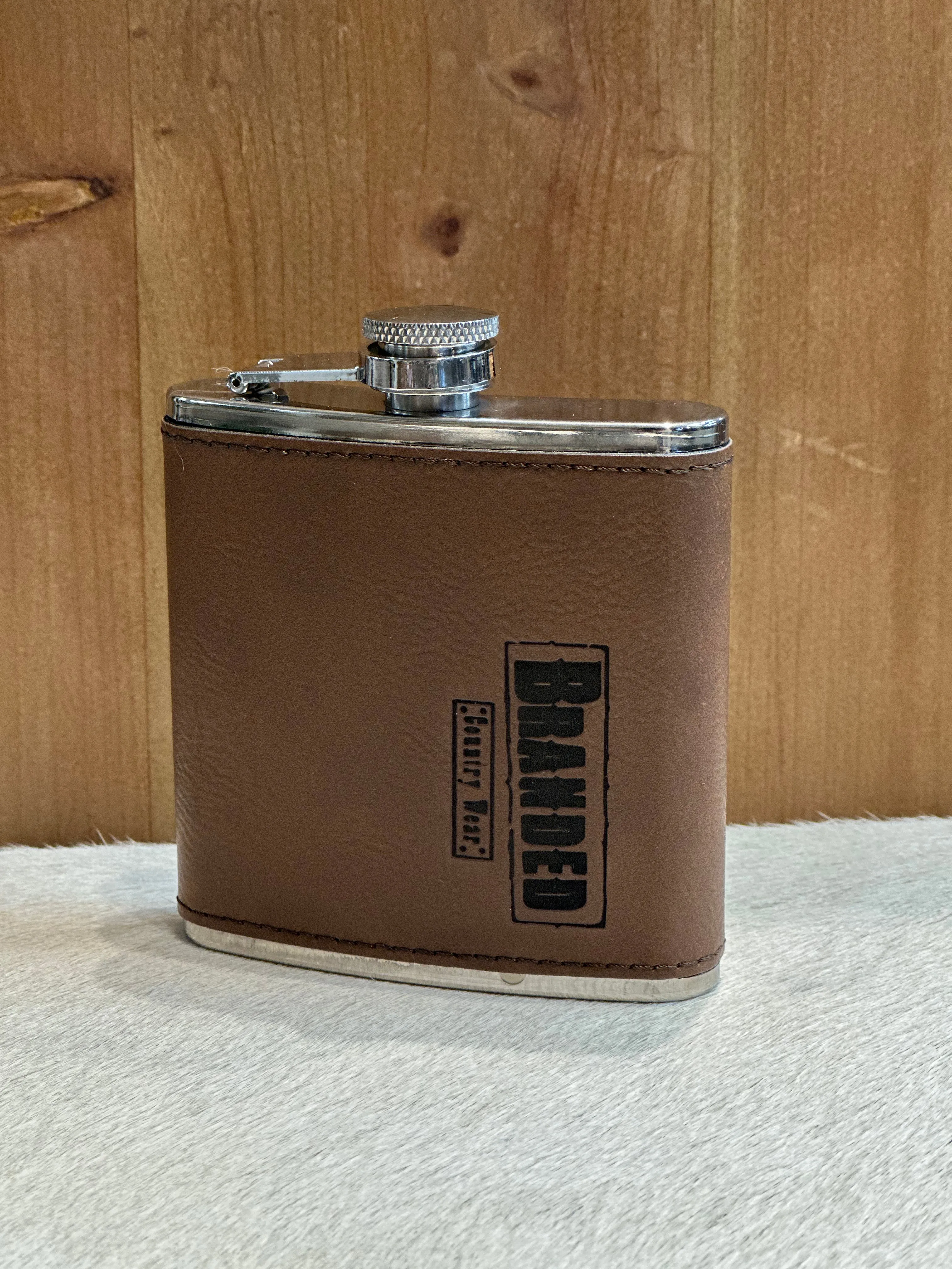 BRANDED Leather Wrapped Flasks