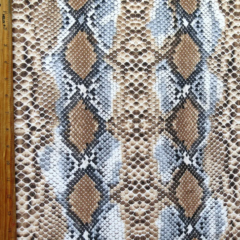 Brown/Grey Vertical Python Nylon Spandex Swimsuit Fabric