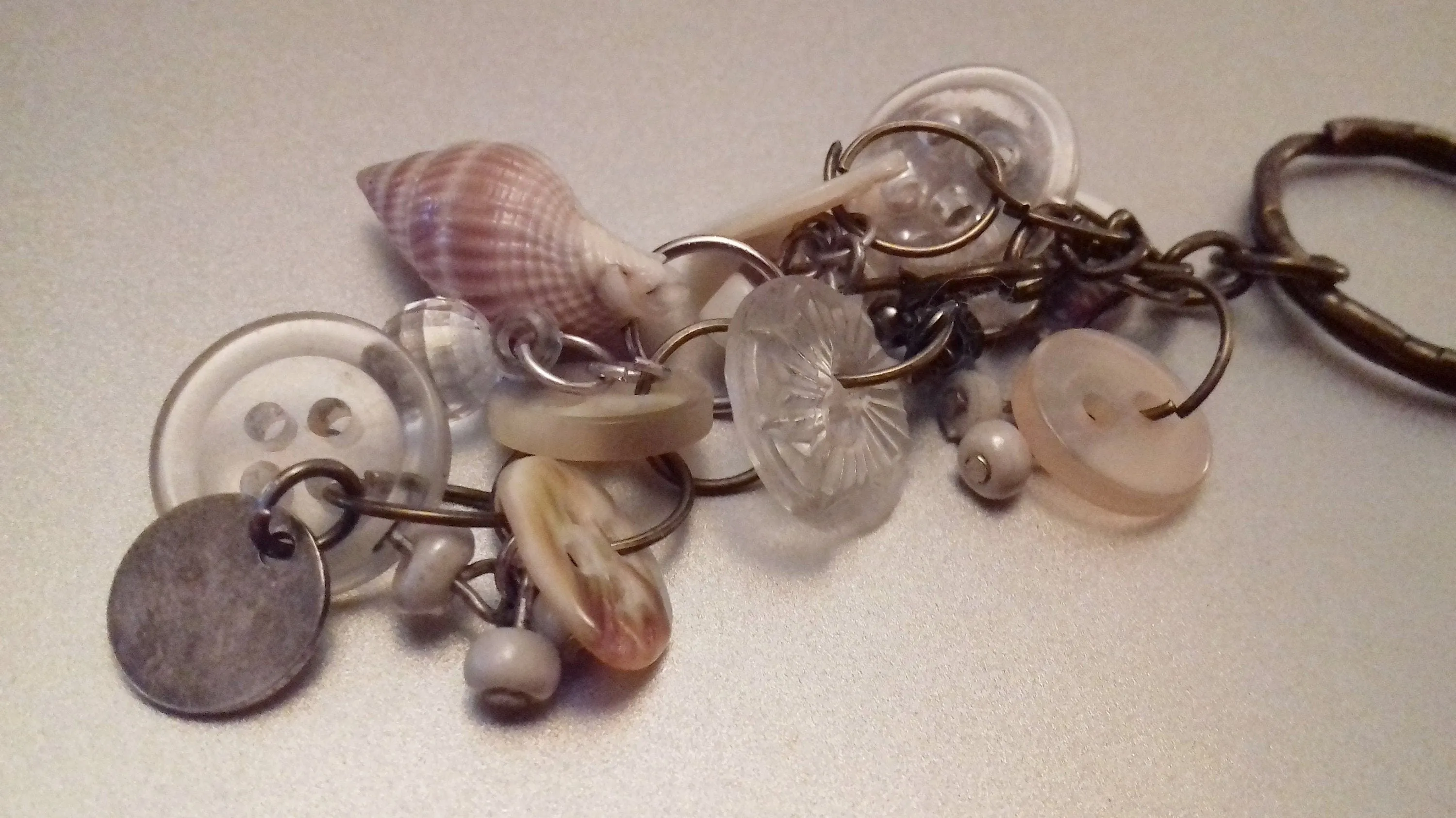 Buttons Shells Silver Bag Charm