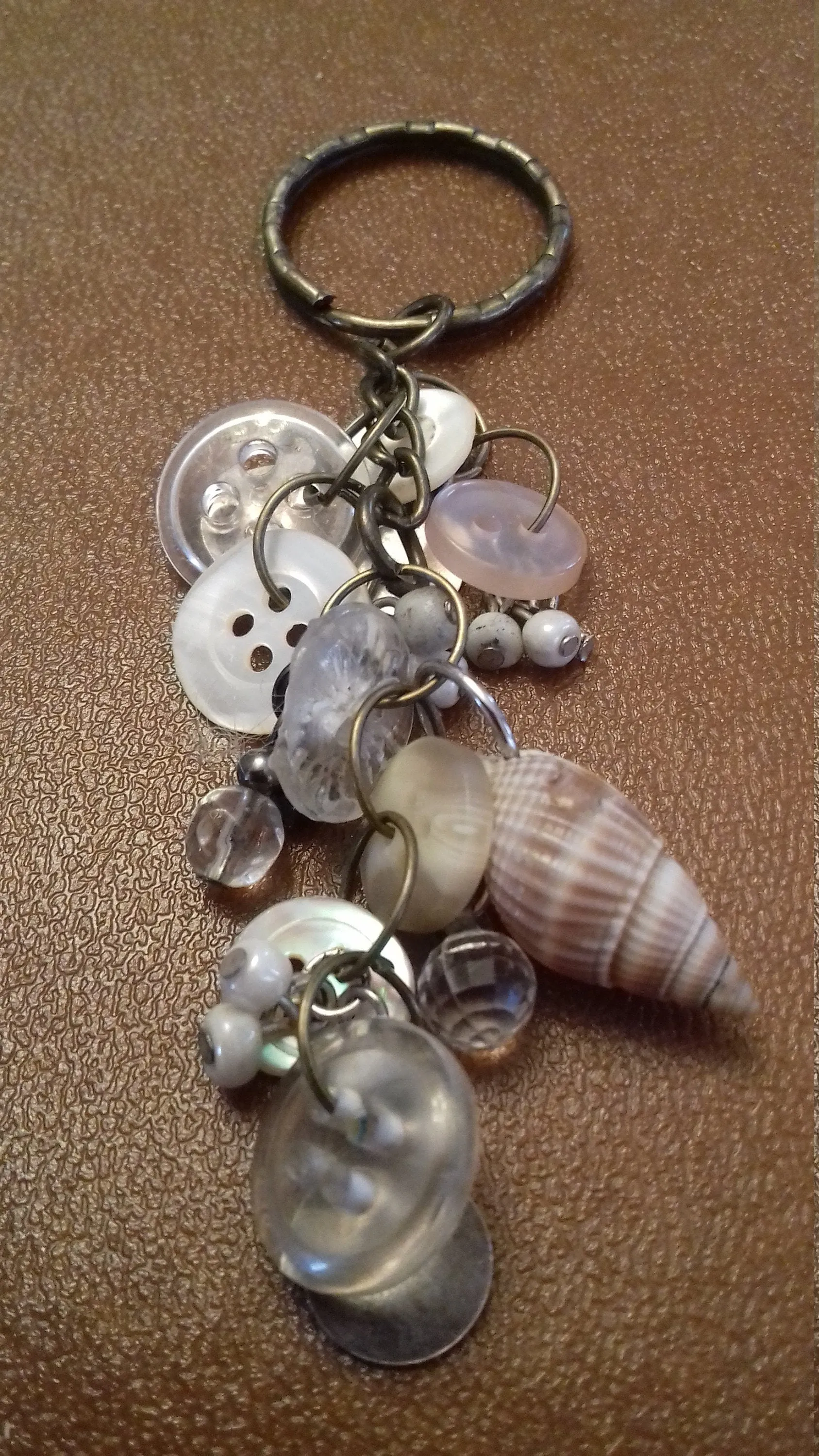 Buttons Shells Silver Bag Charm