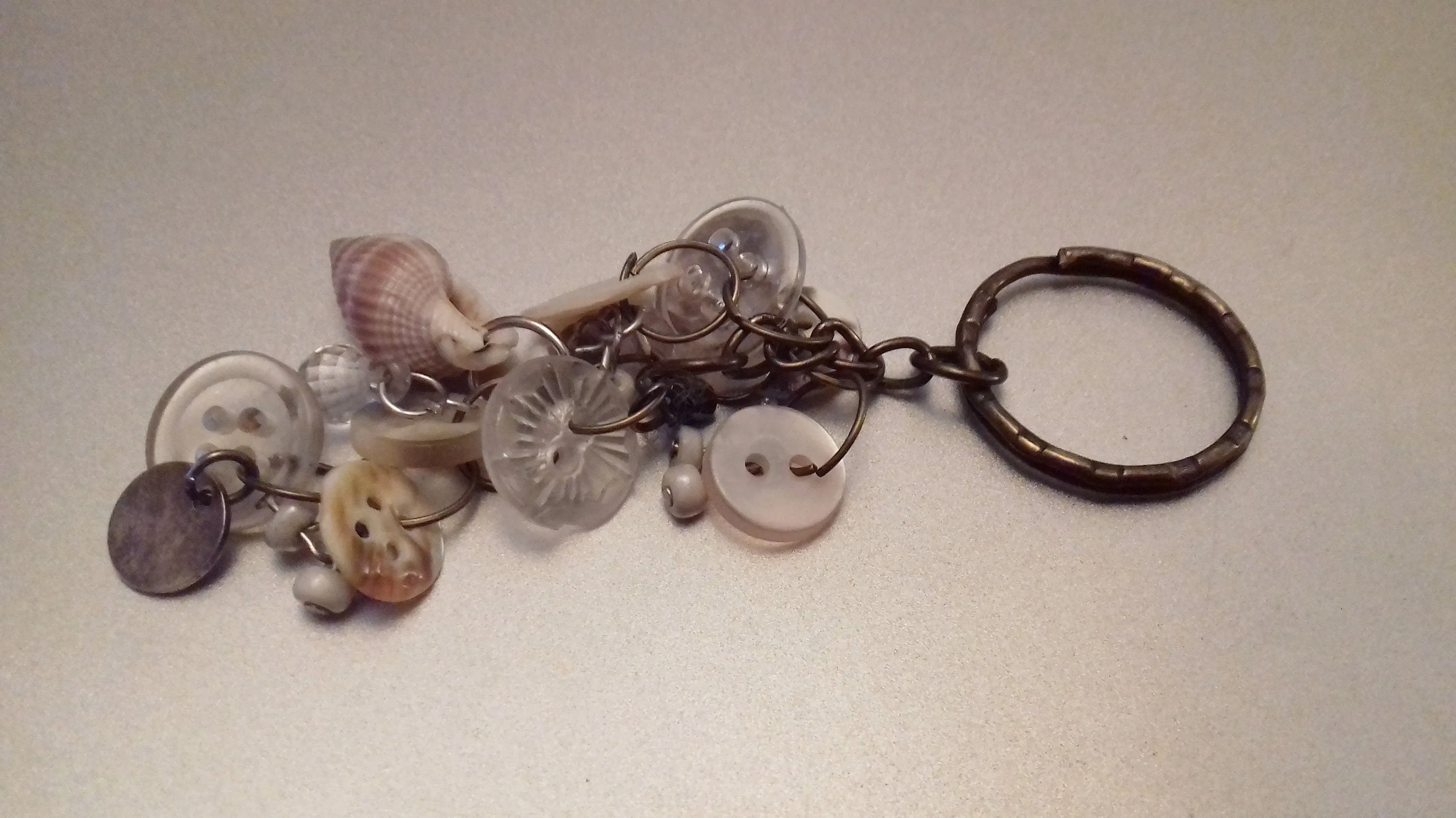 Buttons Shells Silver Bag Charm