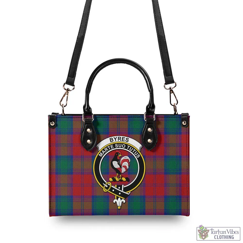 Byres (Byses) Tartan Luxury Leather Handbags with Family Crest