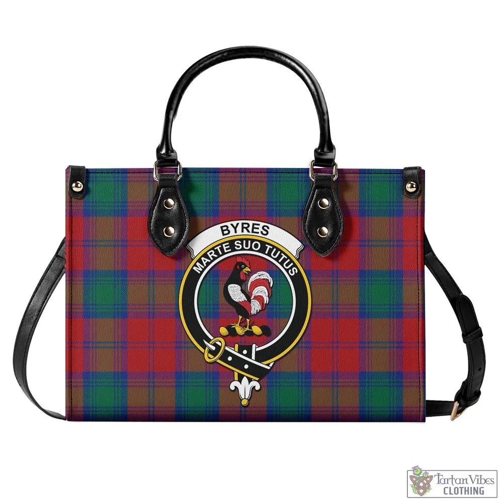 Byres (Byses) Tartan Luxury Leather Handbags with Family Crest