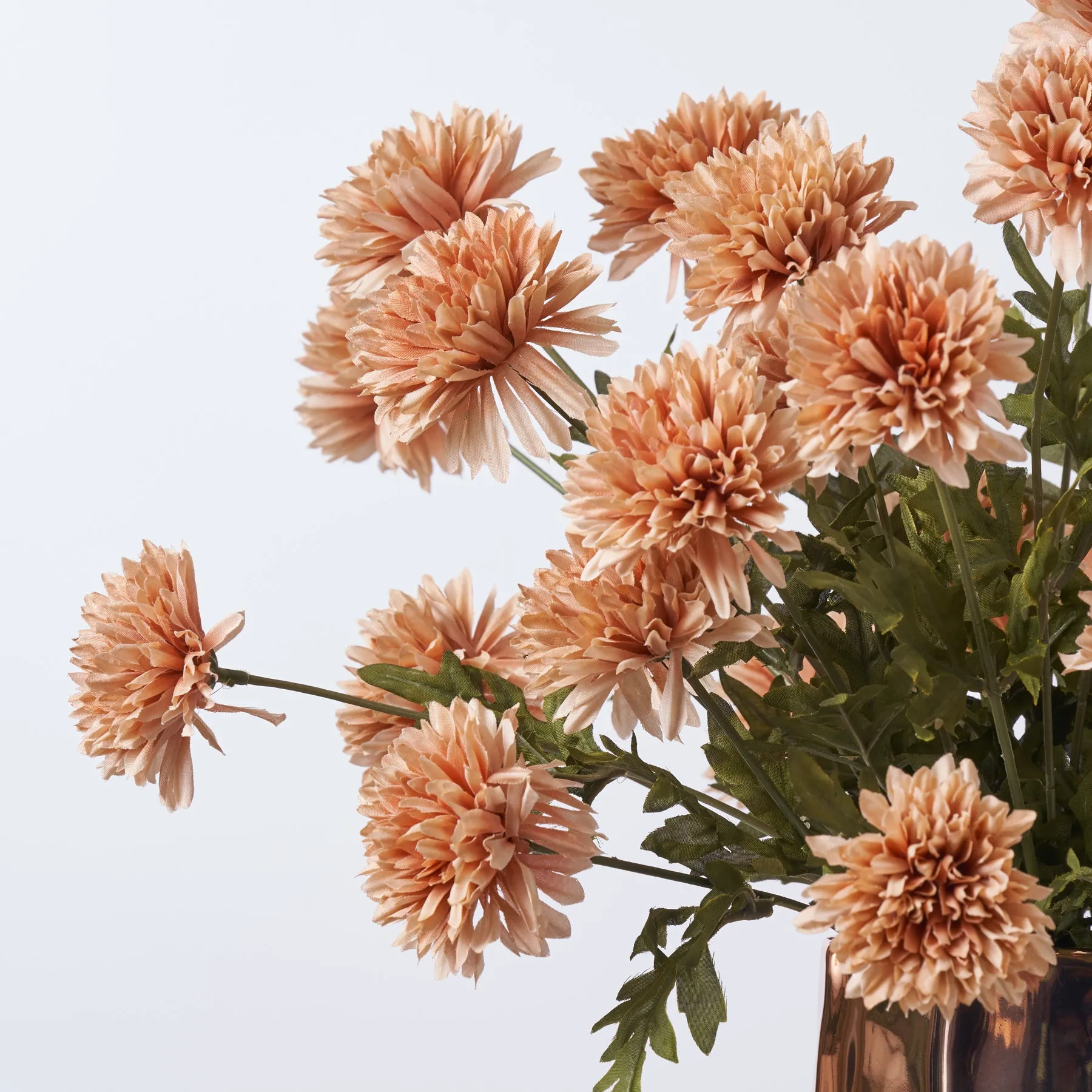 Cafe Au Lait Pom Pom Chrysanthemum In Rose Gold Moet Pot Everyday Fall Arrangement