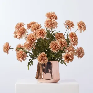 Cafe Au Lait Pom Pom Chrysanthemum In Rose Gold Moet Pot Everyday Fall Arrangement