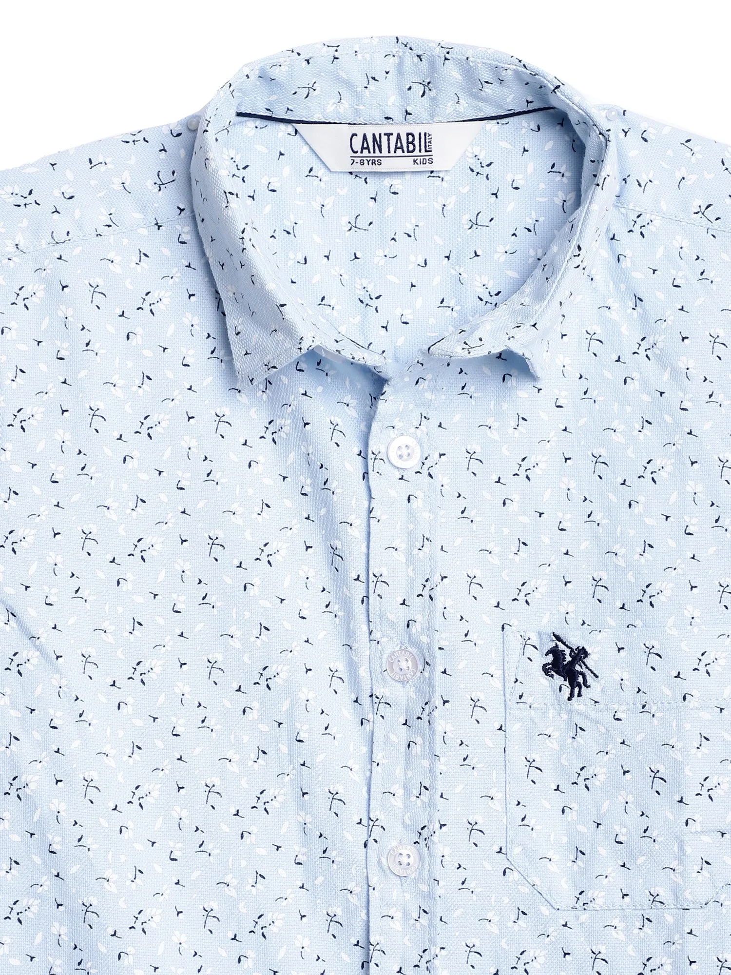 Cantabil Boys Light Blue Printed Shirt