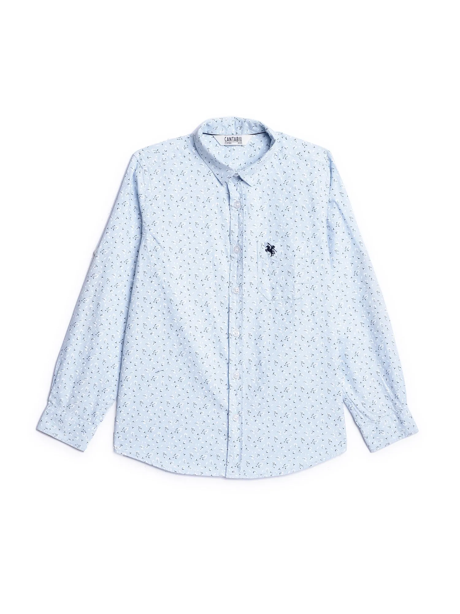 Cantabil Boys Light Blue Printed Shirt