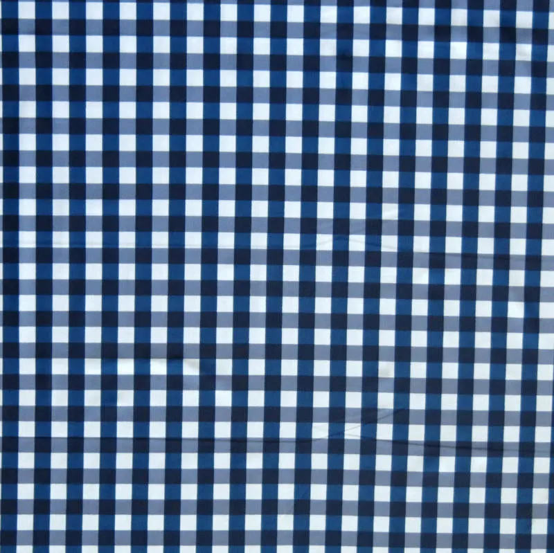 Classic Navy and White Gingham Nylon Spandex Swimsuit Fabric