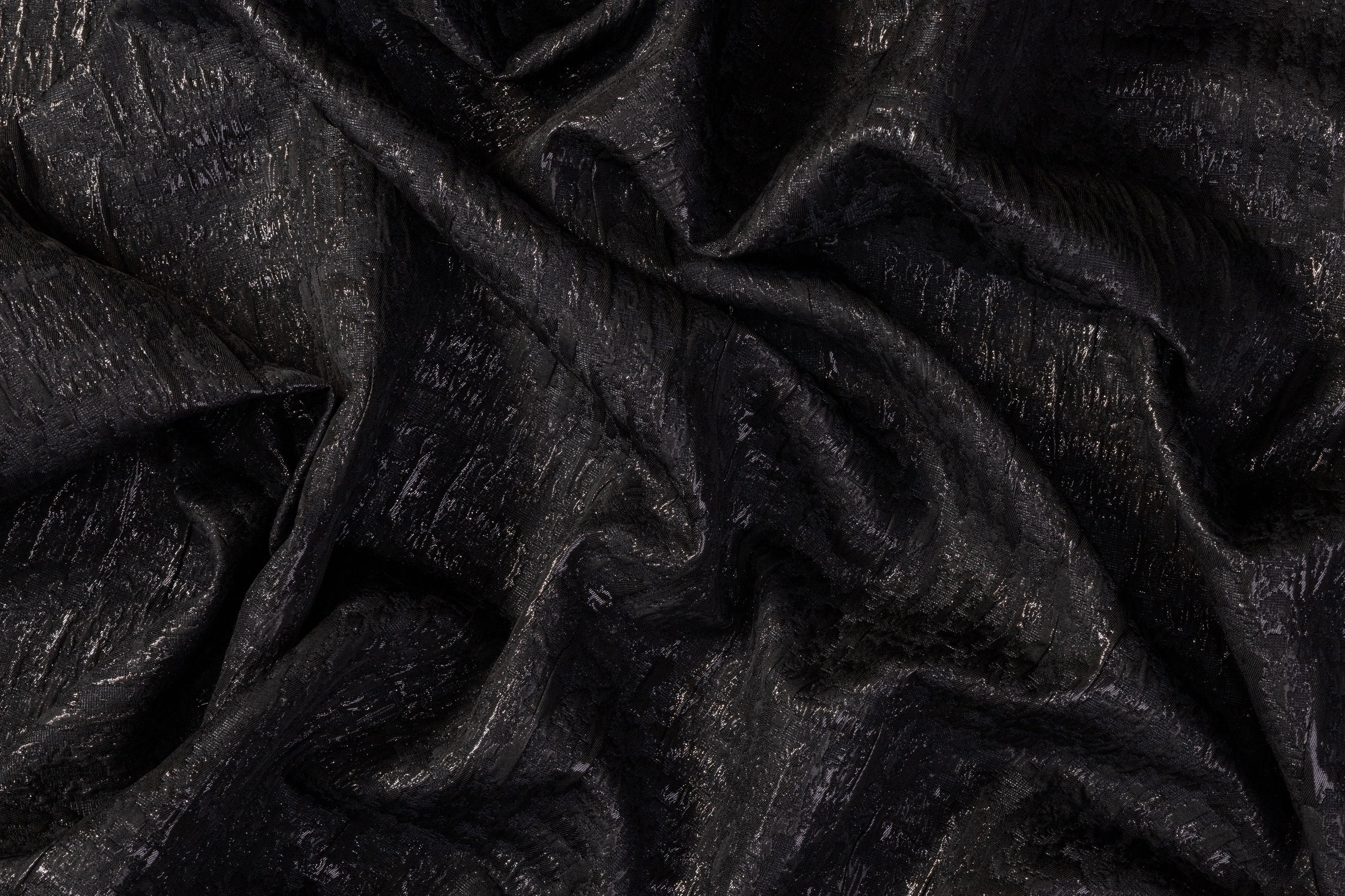 Crushed Metallic Brocade - Black