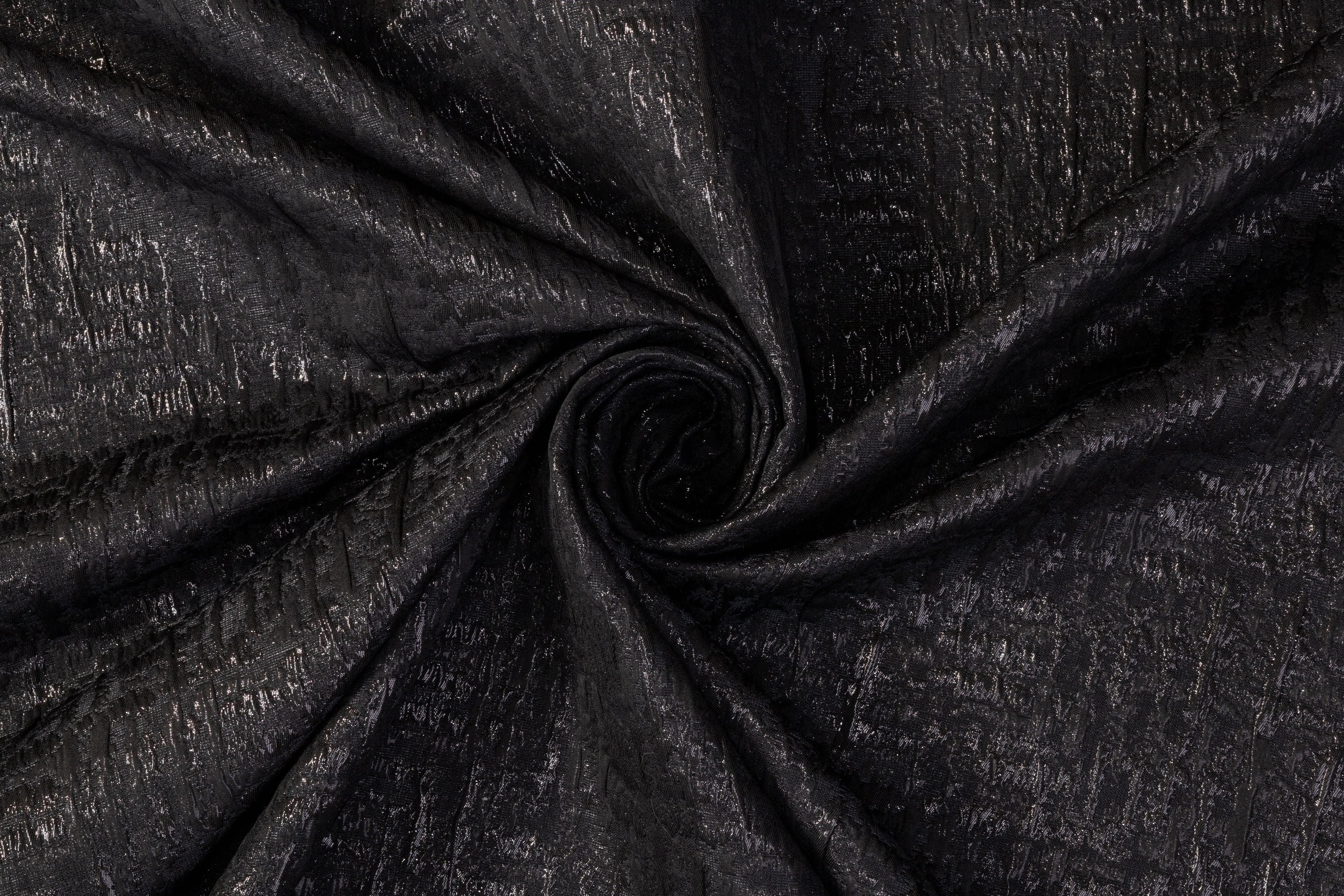 Crushed Metallic Brocade - Black