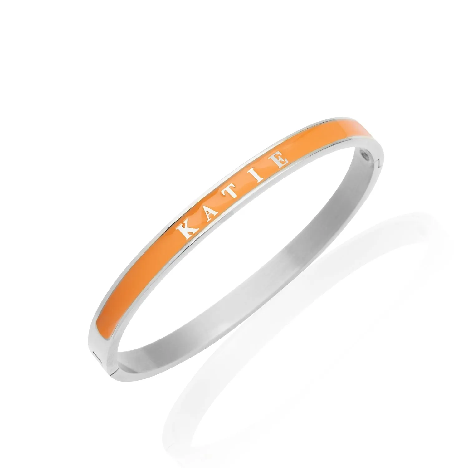 Custom Name Color Enamel Bangle (Silver)