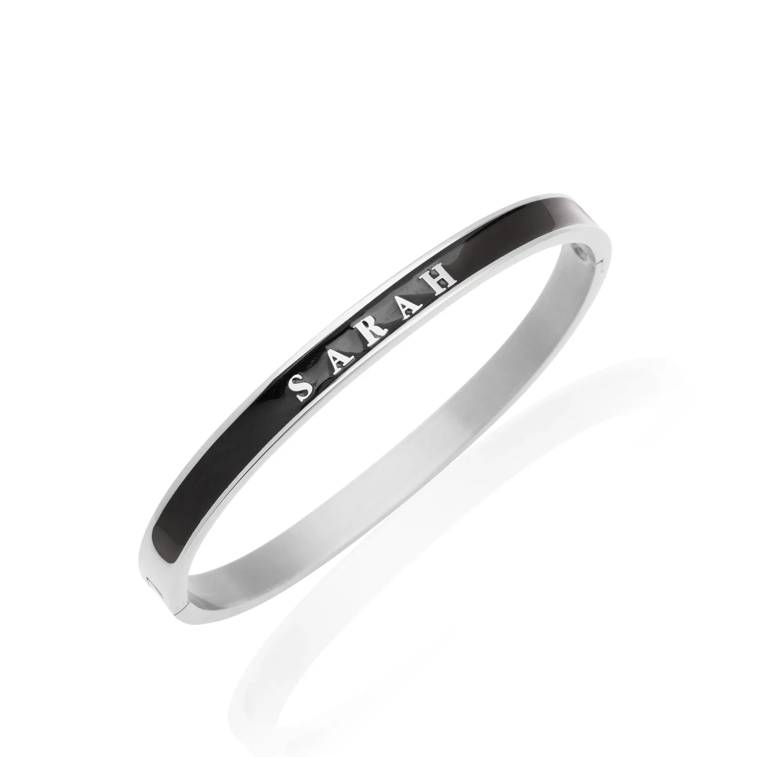 Custom Name Color Enamel Bangle (Silver)