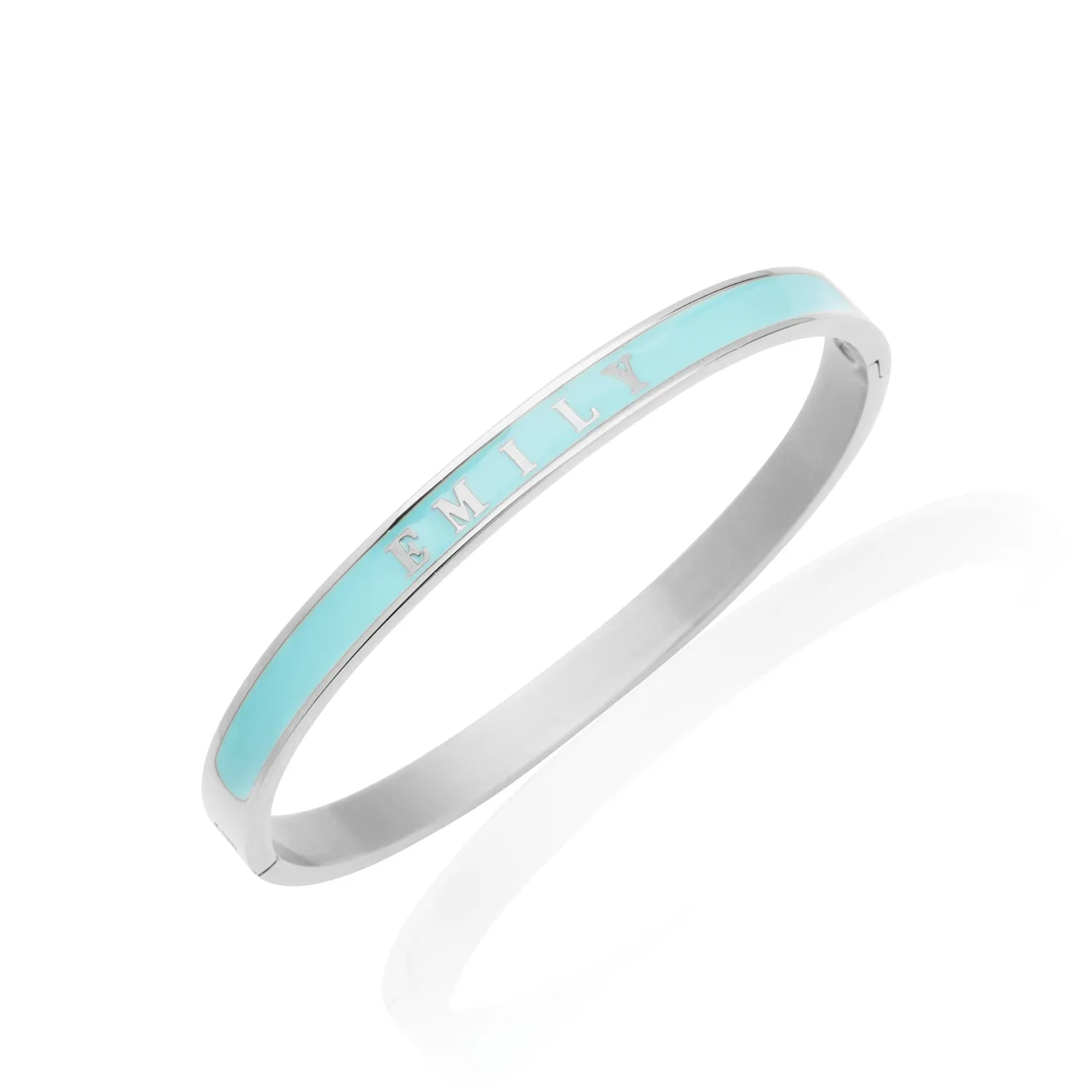 Custom Name Color Enamel Bangle (Silver)