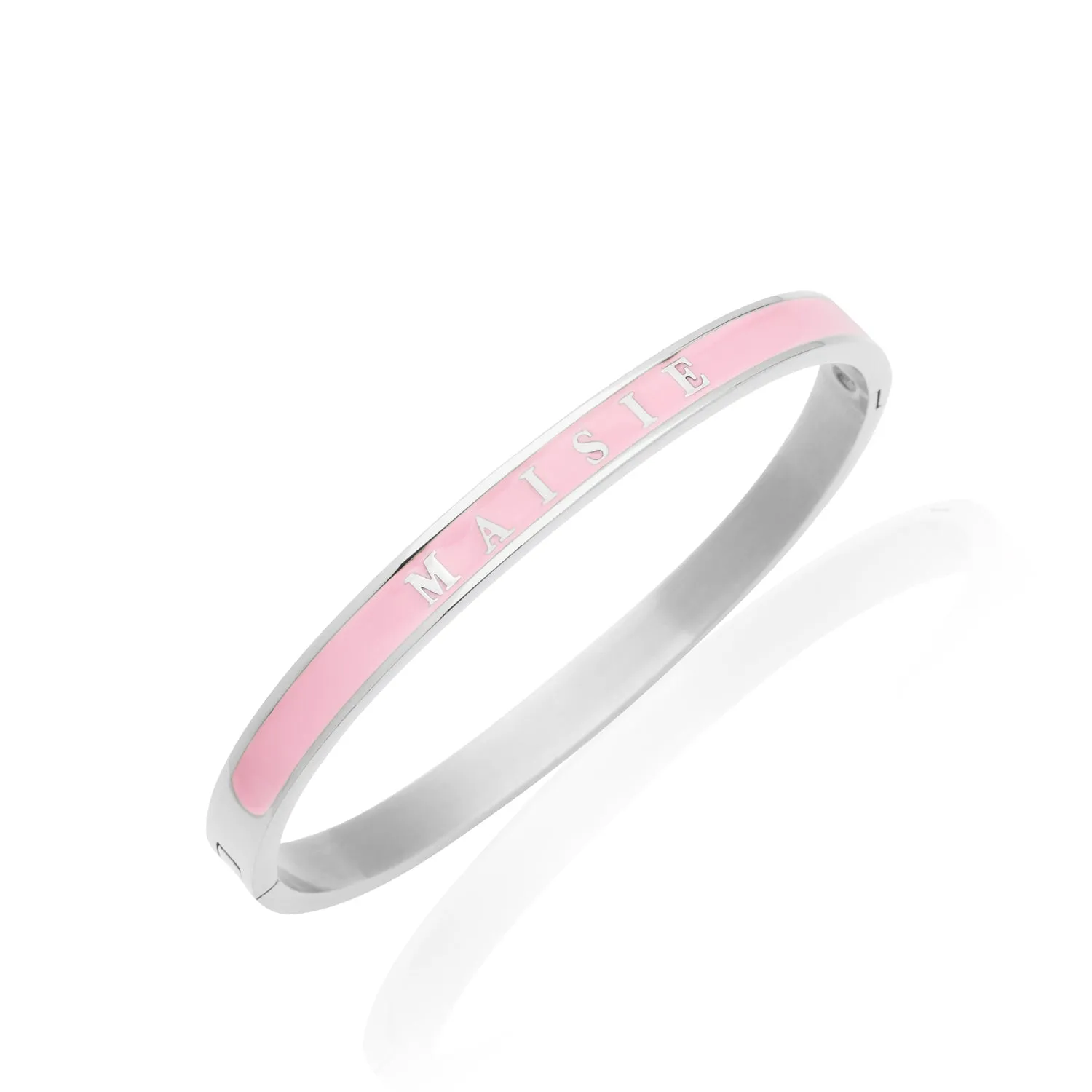 Custom Name Color Enamel Bangle (Silver)