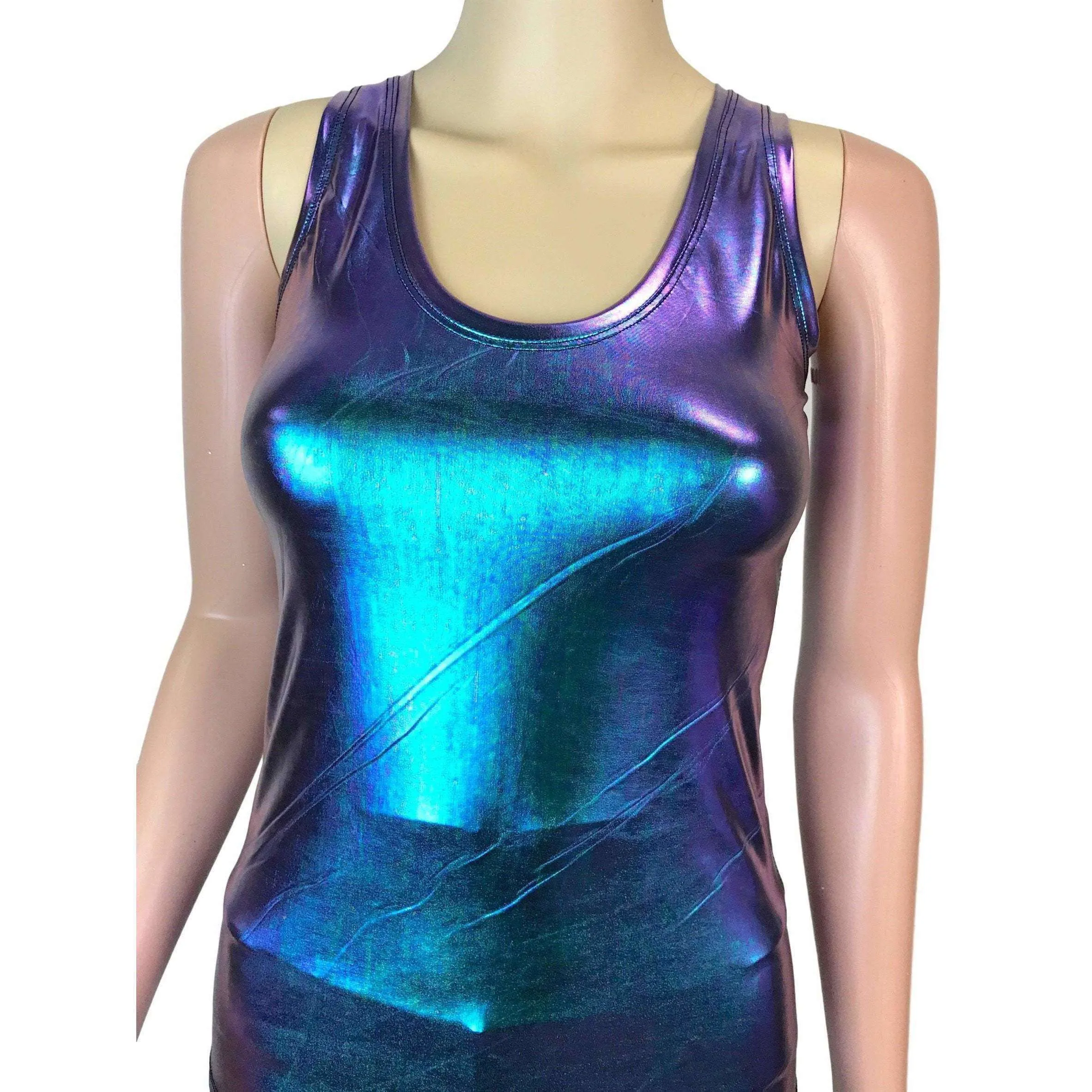 Full Length Tank Top - Oil Slick Holographic