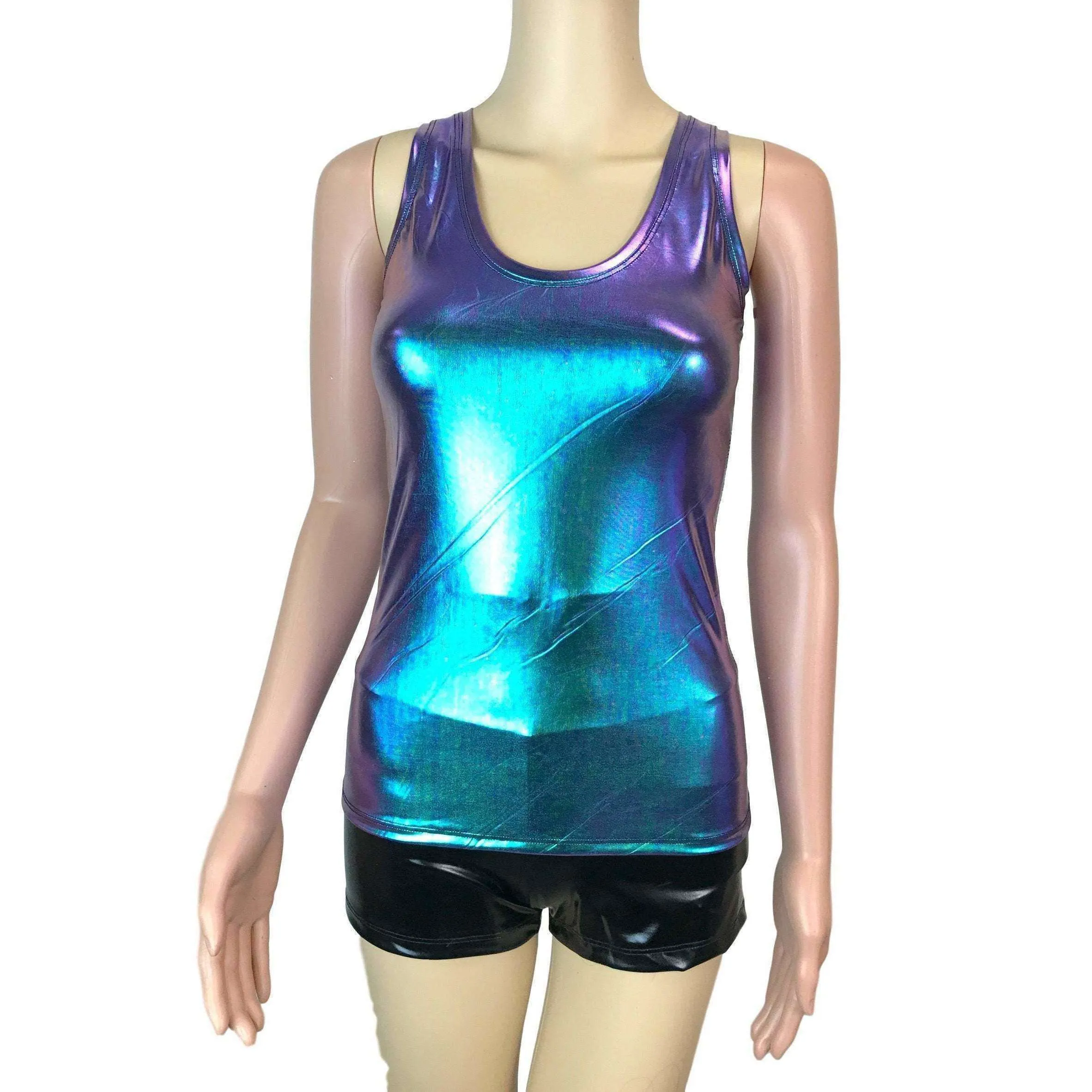 Full Length Tank Top - Oil Slick Holographic