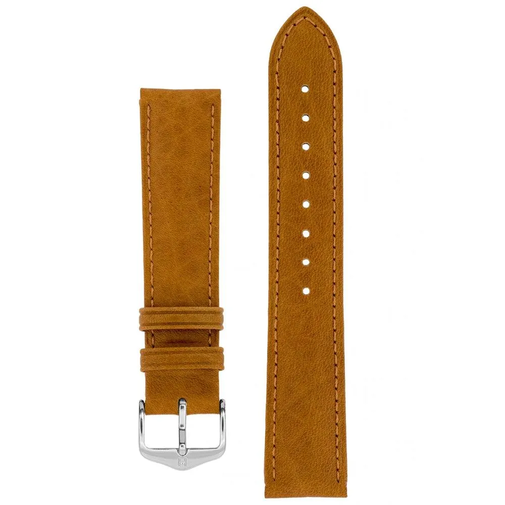 Hirsch CAMELGRAIN No Allergy Leather Watch Strap (Silver Buckle)