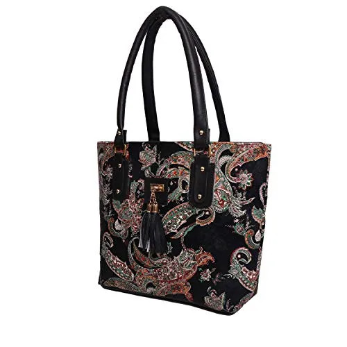 jsm fashion Women's Handbag (BLACK PRINT_Black)