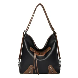 Leather Shoulder Bag Large Zipper Pocketed Handbags