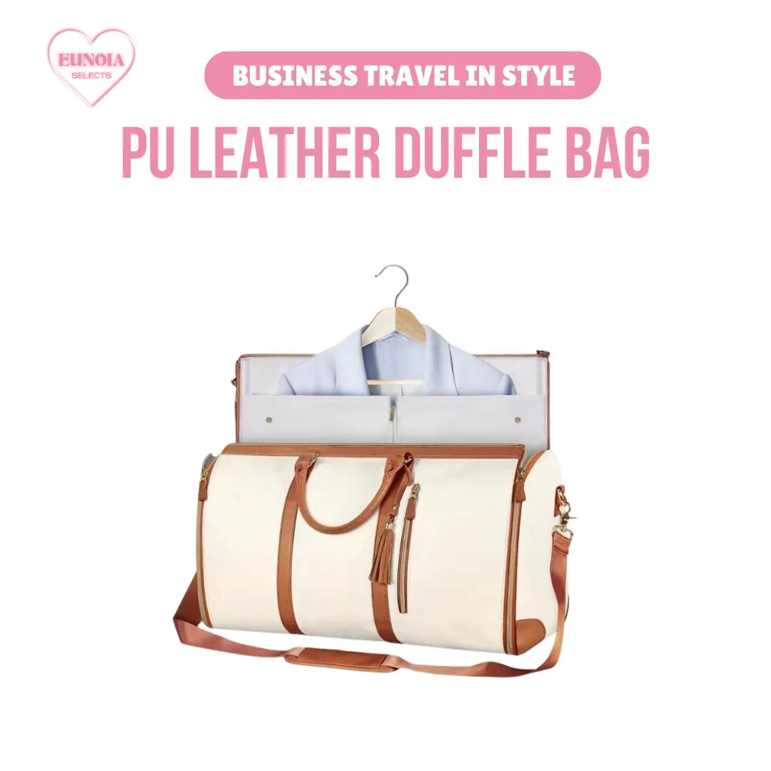 LUXE PU Leather Business Trip Duffle Bag for Sleek & Stylish Travel with Shirt Hanger