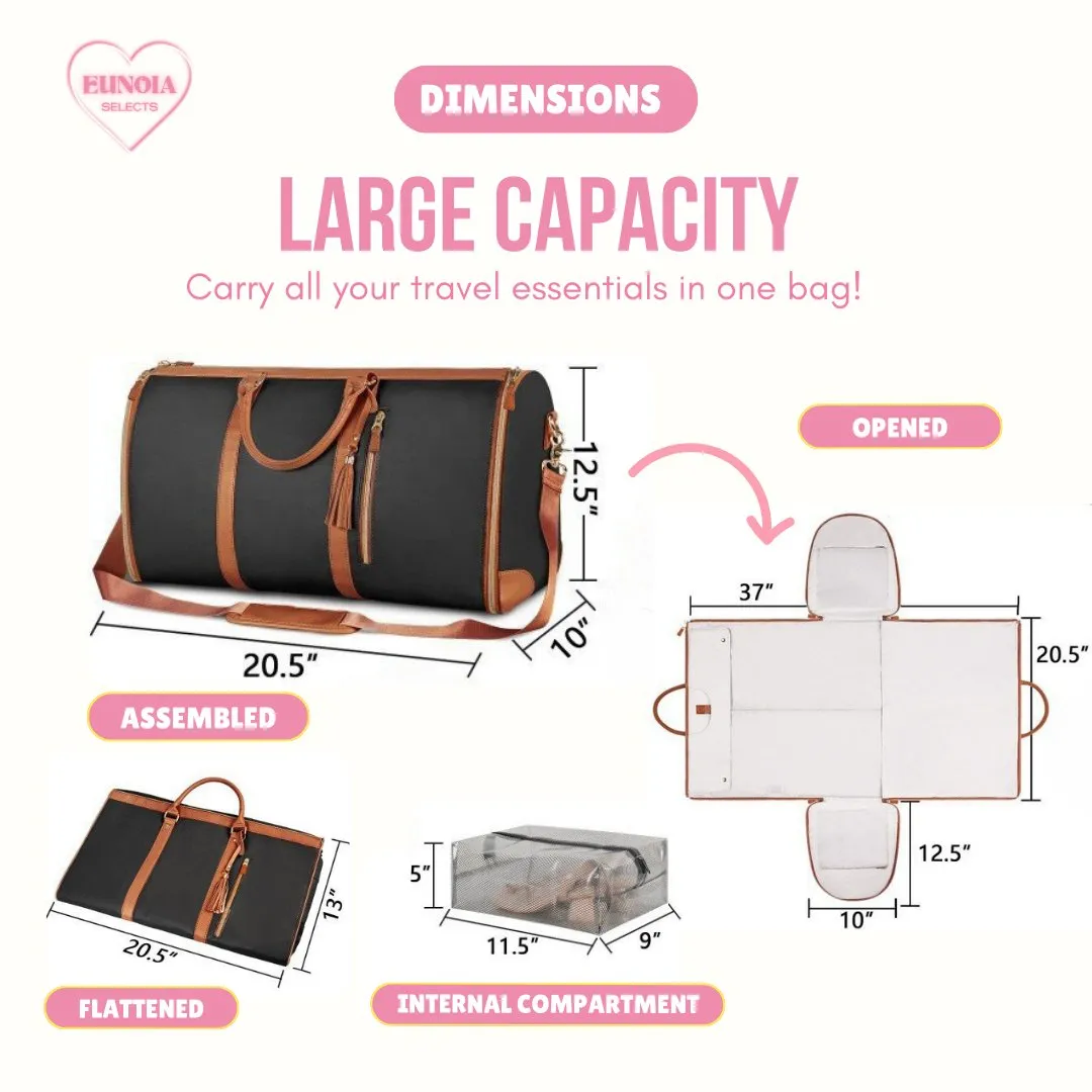 LUXE PU Leather Business Trip Duffle Bag for Sleek & Stylish Travel with Shirt Hanger