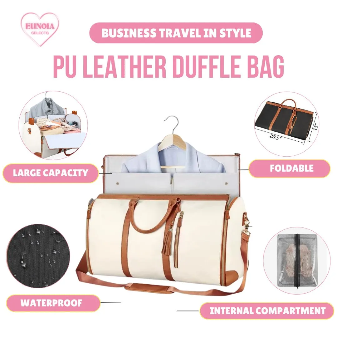 LUXE PU Leather Business Trip Duffle Bag for Sleek & Stylish Travel with Shirt Hanger