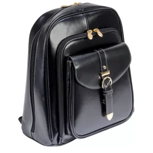 McKlein Olympia business class leather laptop backpack, black