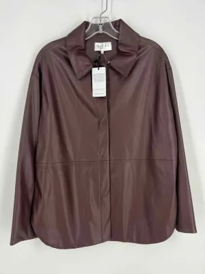 Oscar Size 6 Brown Faux Leather NEW Designer Blouse