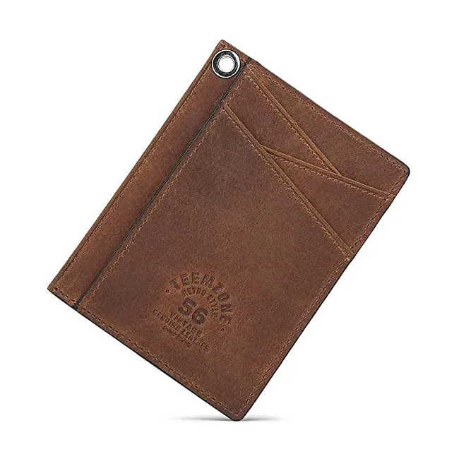 Teemzone RFID Blocking Genuine Leather Slim Cardholder (3741)