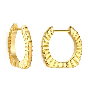 Textured Square Hoop 18K Gold PVD Earrings