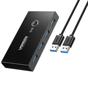 UGREEN USB 3.0 4-Port Switch With 2 Pack USB Male Cable